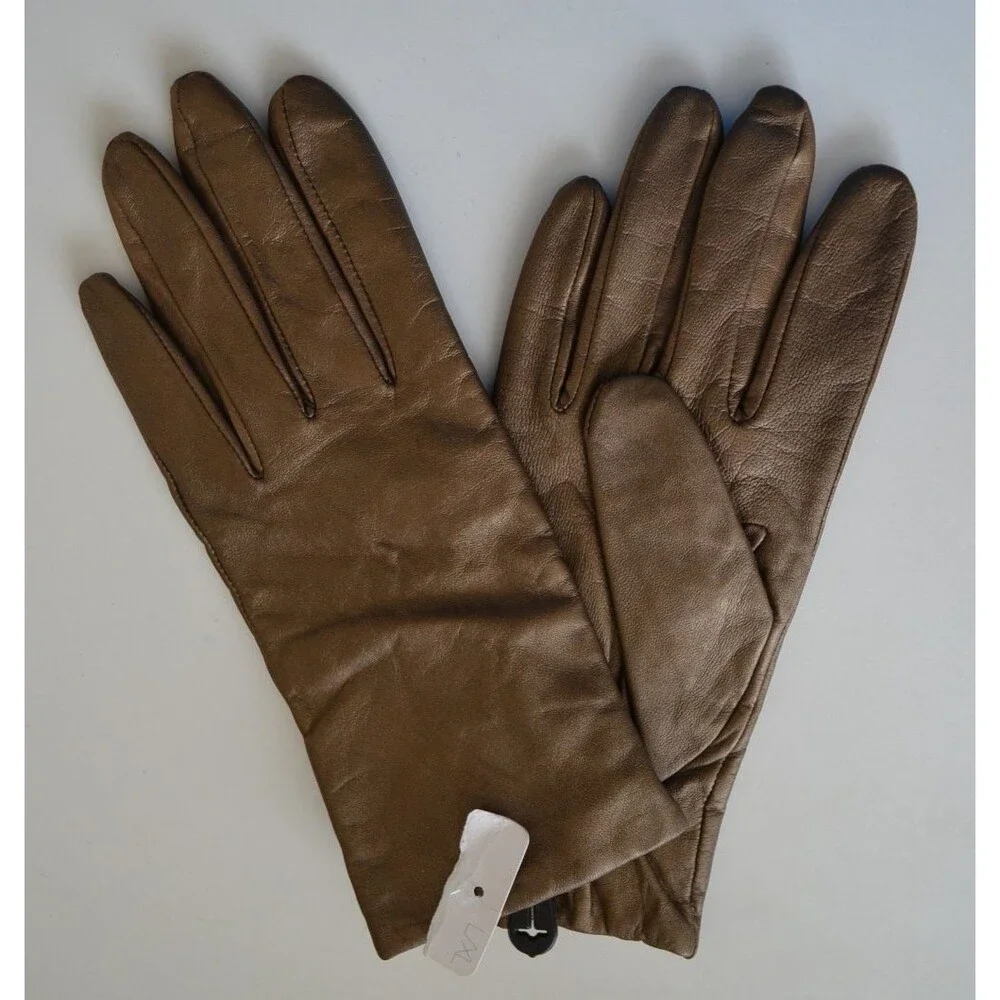 Target Chill Proof Womens Bronze Leather Acrylic Lined Gloves L/XL NWT